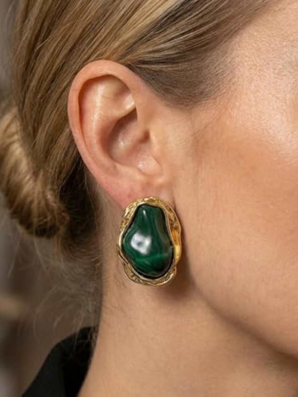 Green Earrings for Women Trendy Chunky Gold Earrings Vintage Green
